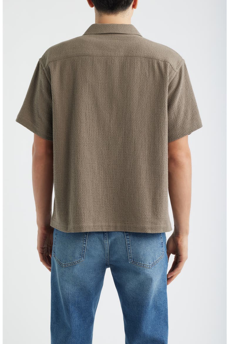 Open Weave Short Sleeve Cotton Blend Button-Up Shirt, Alternate, color, WARM GREY