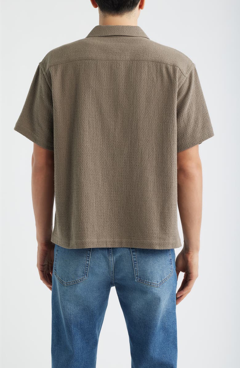 FRAME Open Weave Short Sleeve Cotton Blend Button-Up Shirt, Alternate, color, Warm Grey
