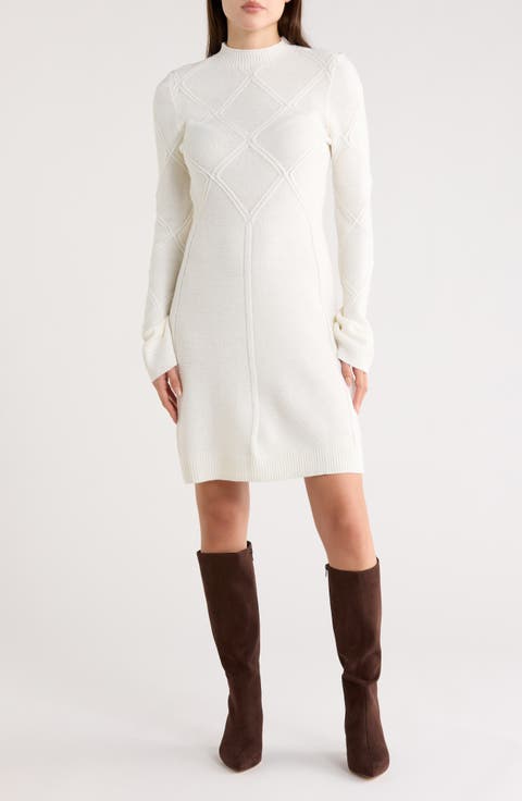 Mock Neck Long Sleeve Sweater Dress