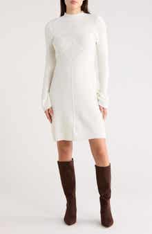 Ellen Tracy Mock Neck Long Sleeve Sweater Dress