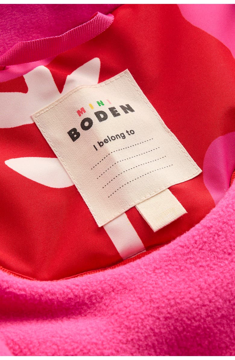 Mini Boden Kids' All Weather Faux Fur Trim Hooded Waterproof Coat, Alternate, color, Giant Pink Flower