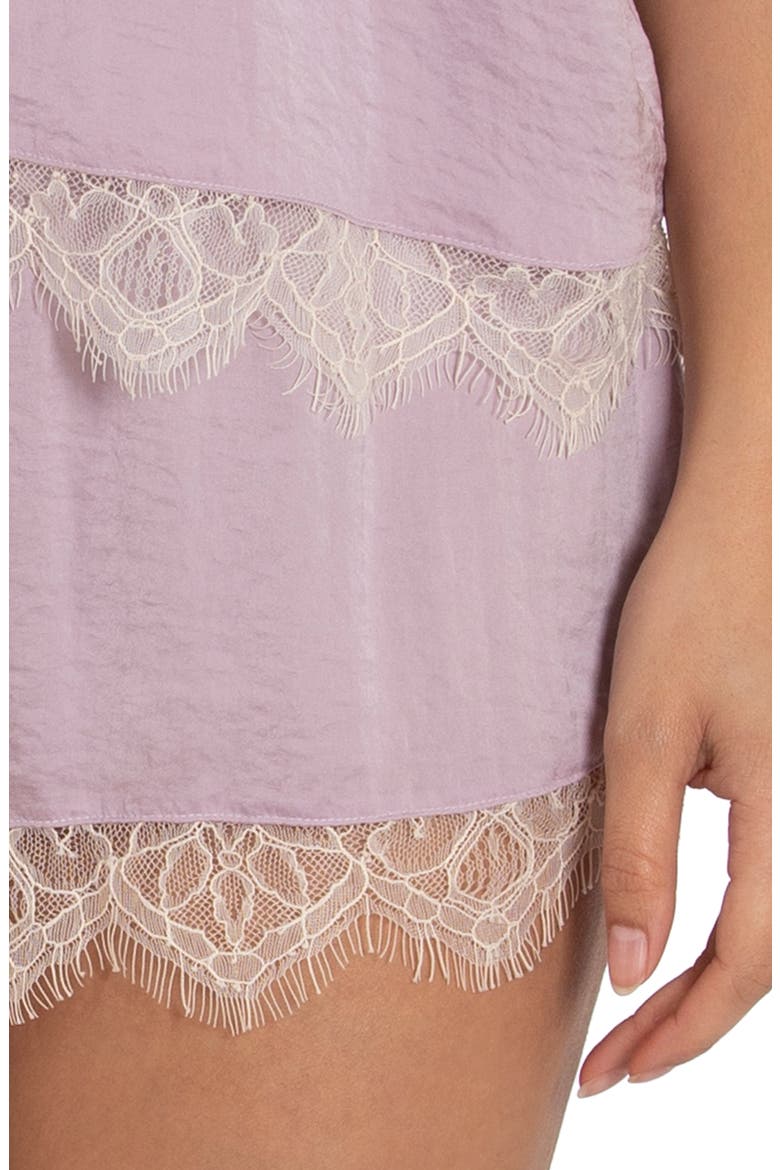 Lydia Hammered Satin Shorts Pajamas, Alternate, color, LILAC
