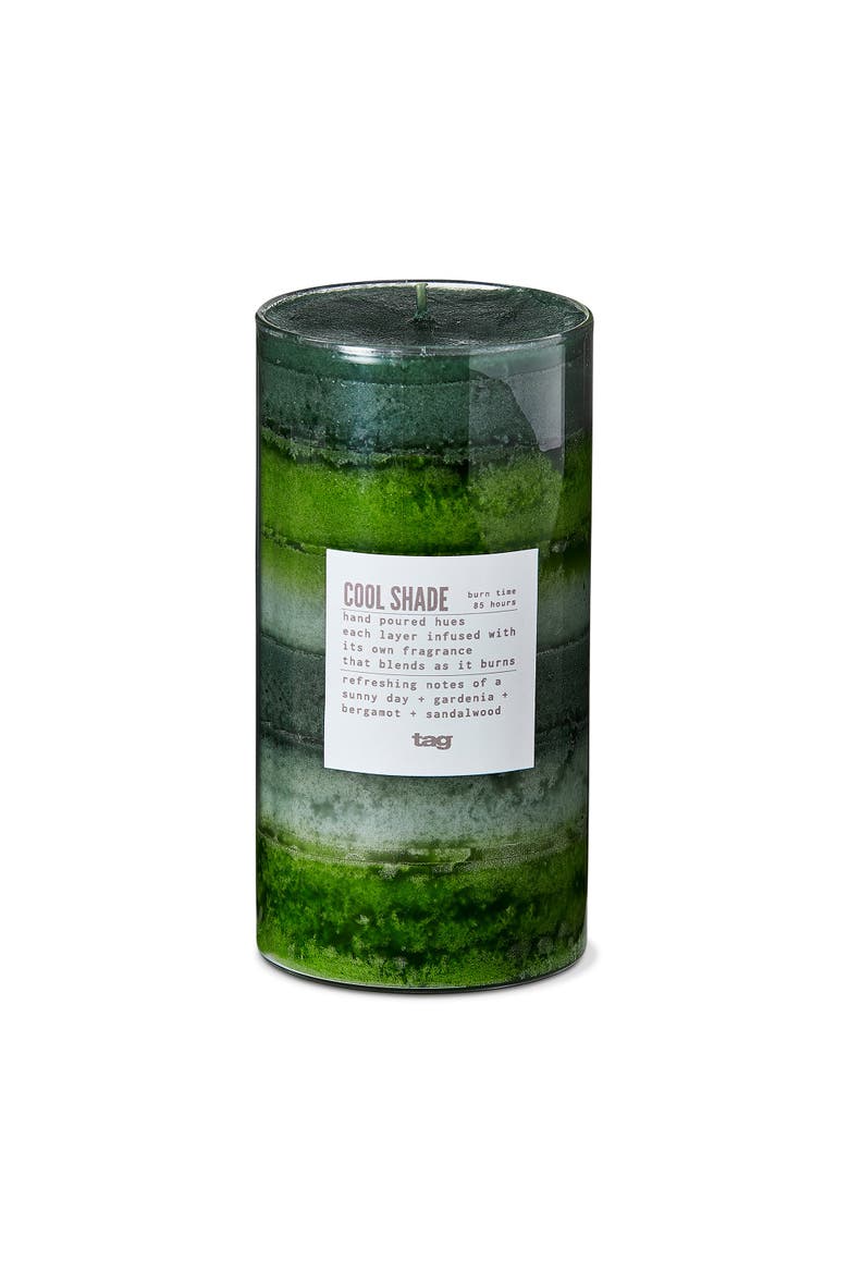 Cool Shade Scented Paraffin Wax Pillar Candle Large Green, Main, color, Green