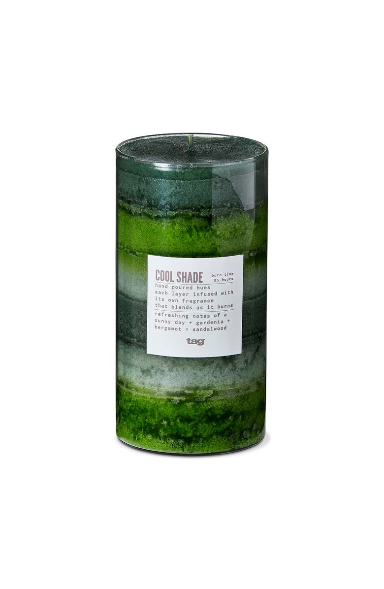 tag Cool Shade Scented Paraffin Wax Pillar Candle Large Green, Main, color, Green