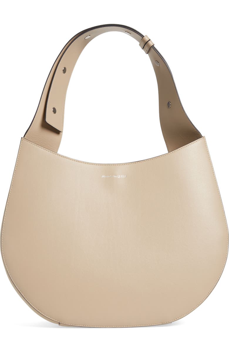 McQueen The Skull Leather Hobo Bag, Alternate, color, Camel