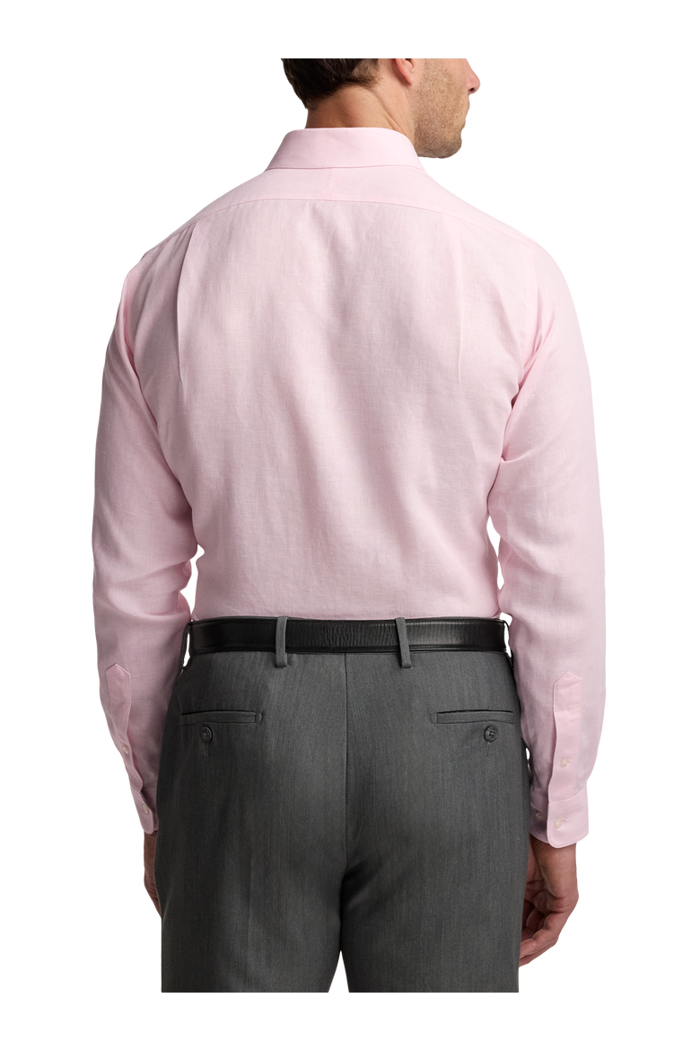 Cotton Buttondown Collar Twill Slim Contrast Trim Button Cuff Long Sleeve Shirt, Alternate, color, Pink