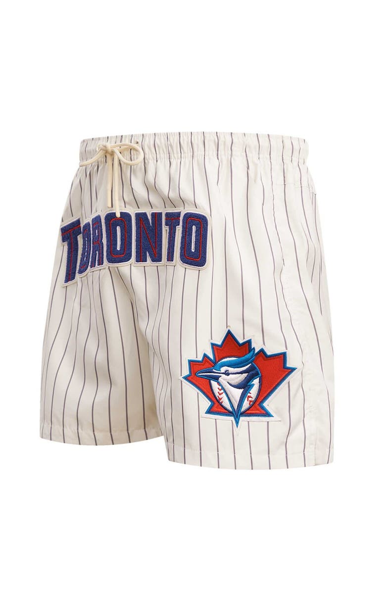 PRO STANDARD Men's Pro Standard Cream Toronto Blue Jays Pinstripe Retro Classic Woven Shorts, Alternate, color, 
