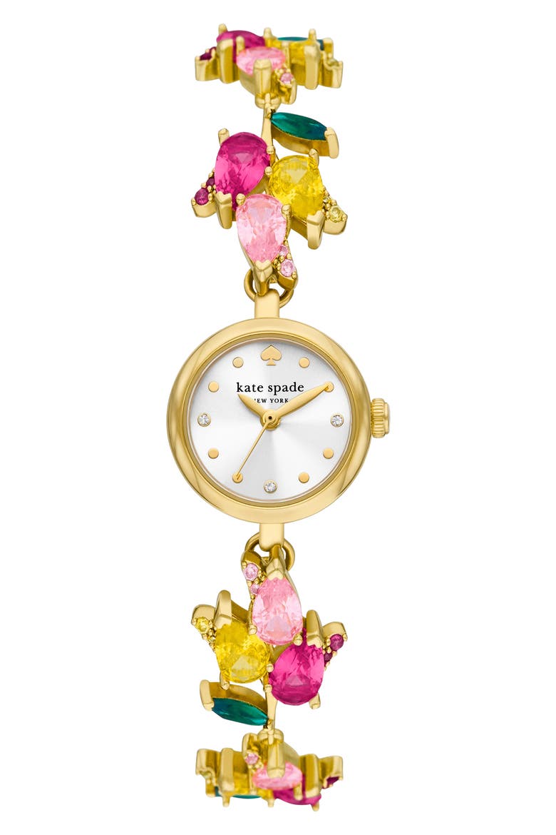 monroe tulip crystal strap watch, 24mm, Main, color, GOLD / FLORAL