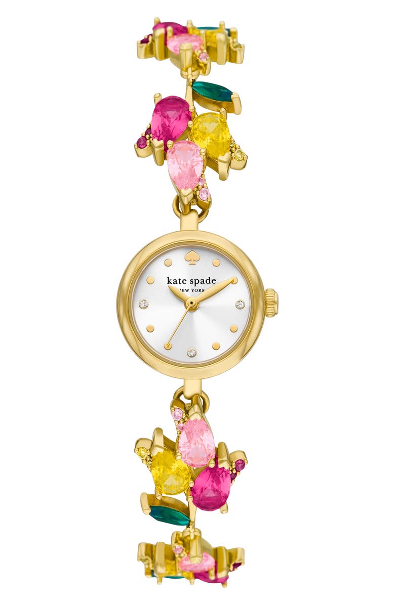 Kate Spade New York monroe tulip crystal strap watch, 24mm, Main, color, Gold / Floral