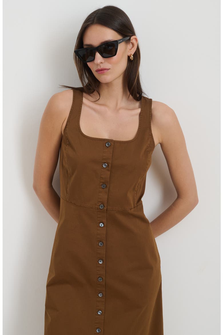 Piper Twill A-Line Dress, Alternate, color, COFFEE LIQUEUR