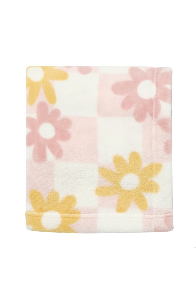Lambs & Ivy Daisy Dreams Soft & Cozy Luxury Fleece Checkered Baby Blanket, Alternate, color, Pink