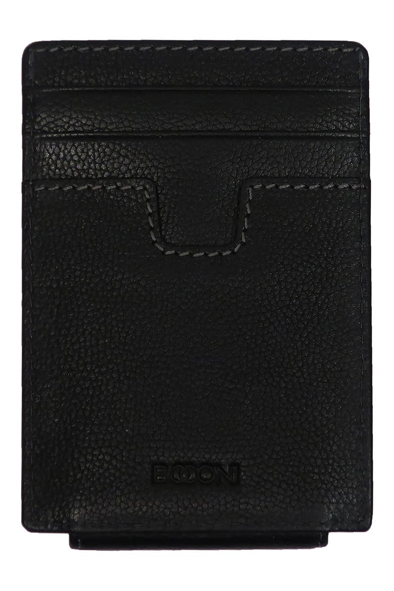 Leather Money Clip Card Case, Main, color, BLACK