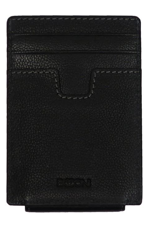Leather Money Clip Card Case