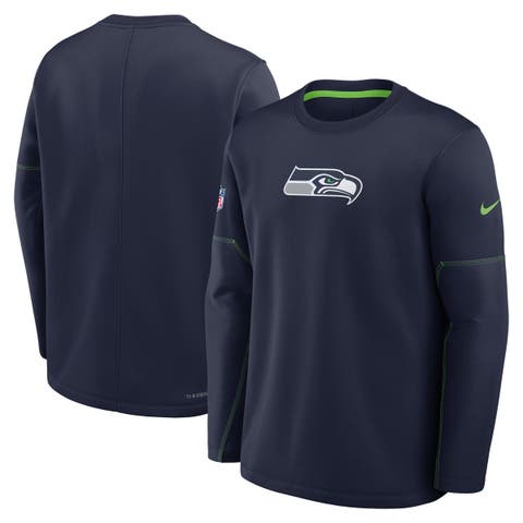 Men's Nike Navy Seattle Seahawks Sideline Coaches Team Present Midweight Therma-FIT Sweatshirt