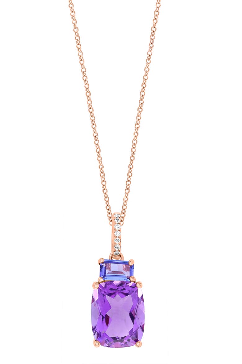 14K Rose Gold Diamond,Amethyst,Tanzanite Pendant, Main, color, Hematite and FW Blush Pearl