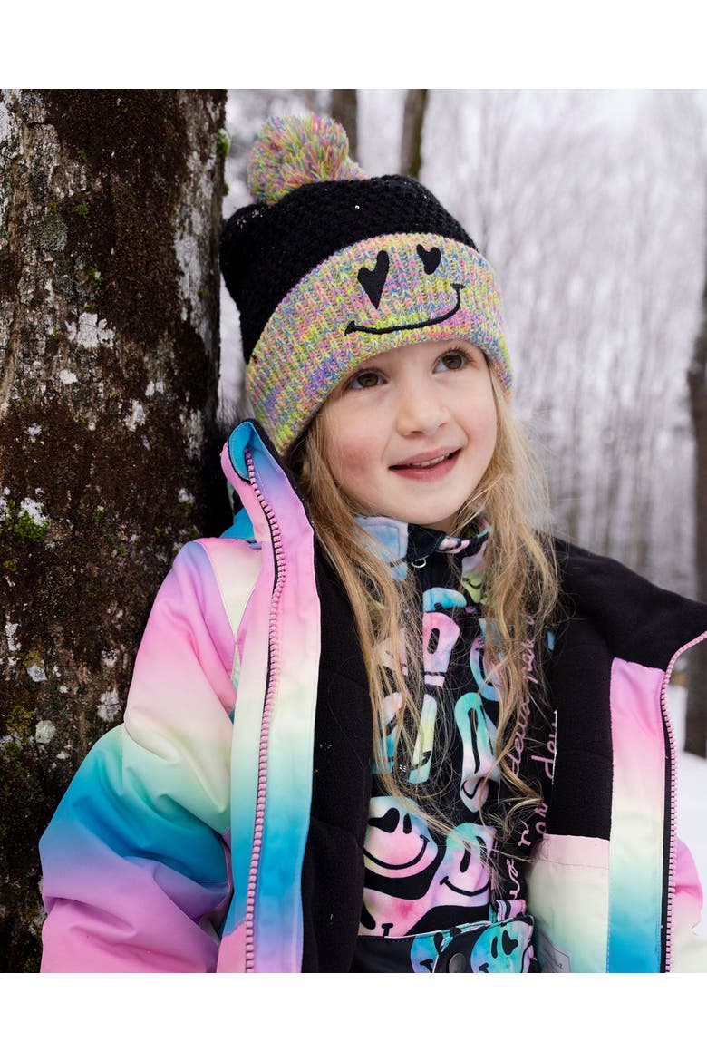 Lined Knit Hat with Pompom, Alternate, color, Multicolored