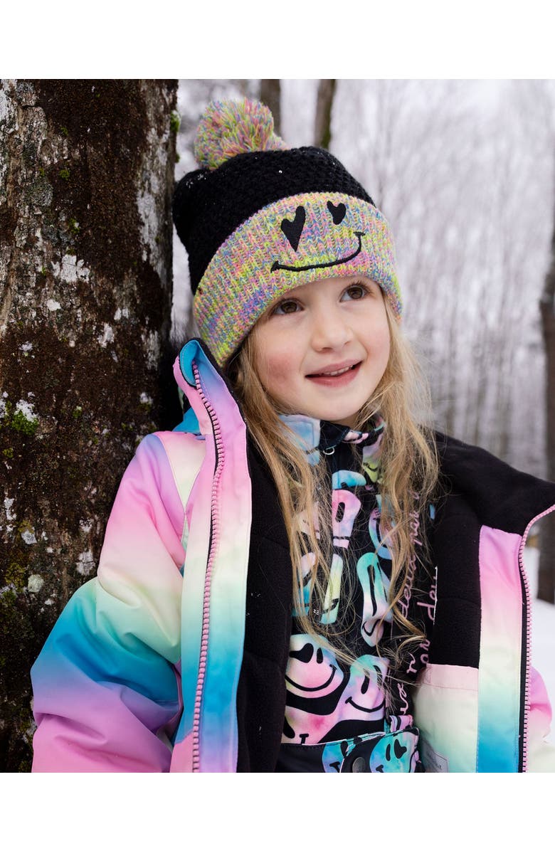 Deux par Deux Lined Knit Hat with Pompom, Alternate, color, Multicolored