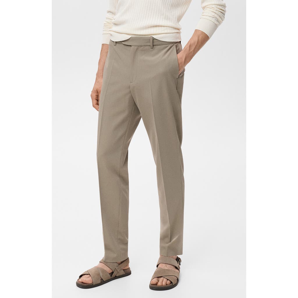 Mango Pleated Slim Fit Dress Pants In Brown