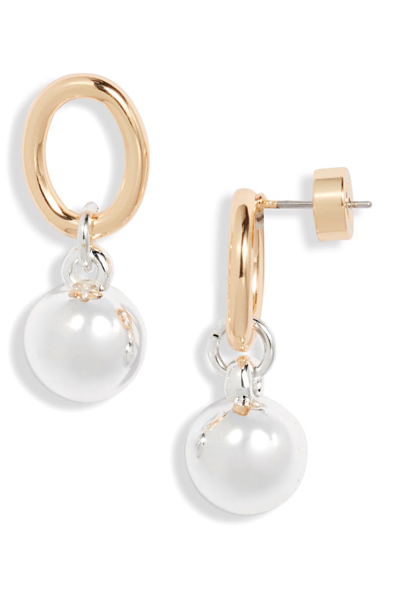 Orb Accent Frontal Earrings, Main, color, SILVER- GOLD