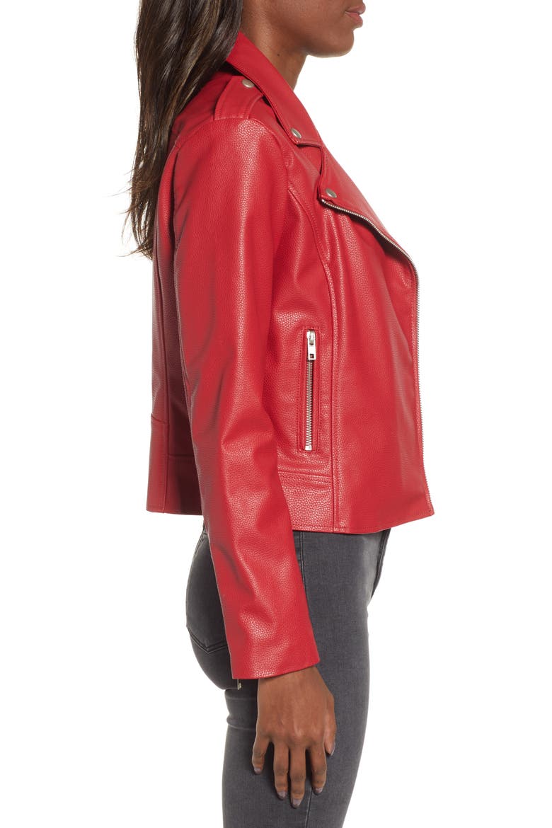 BB Dakota Beverly Thrills Faux Leather Jacket, Alternate, color, SCOOTER RED