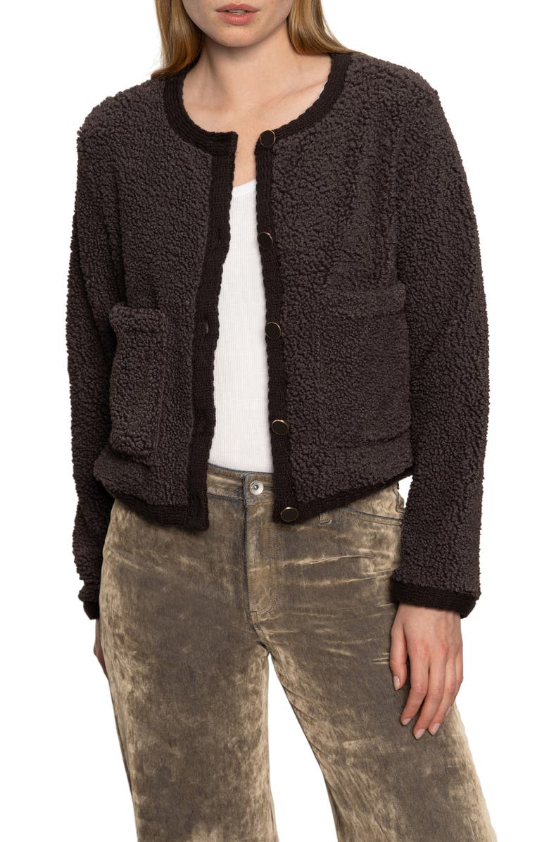 Sanctuary Cuddle Up Faux Shearling Cardigan, Main, color, Semi Sweet