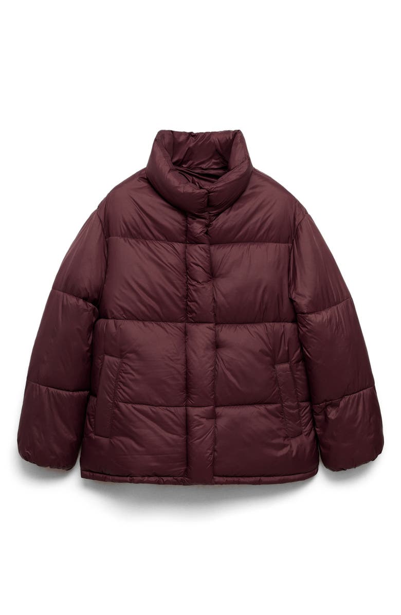 MANGO Quilted Puffer Coat, Alternate, color, Maroon