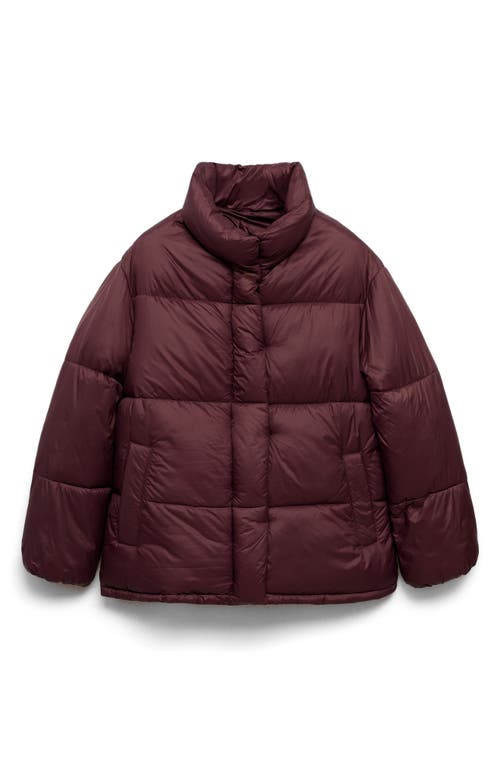 Mango Quilted Puffer Coat In Maroon