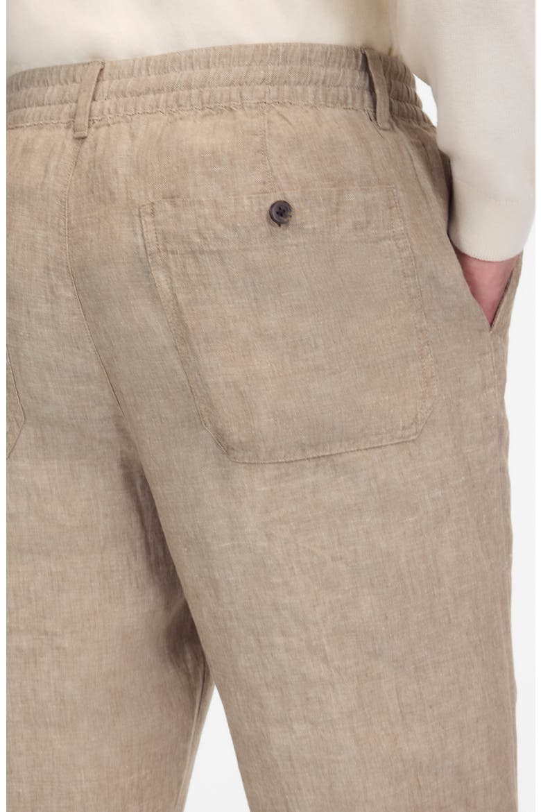 Elastic Waist Straight Leg Linen Pants, Alternate, color, CHESTNUT