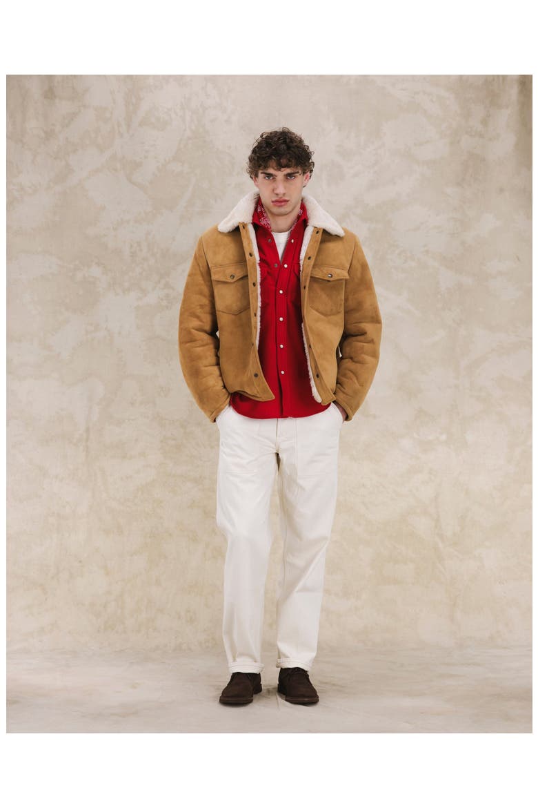 Short Shearling Jacket, Alternate, color, Camel