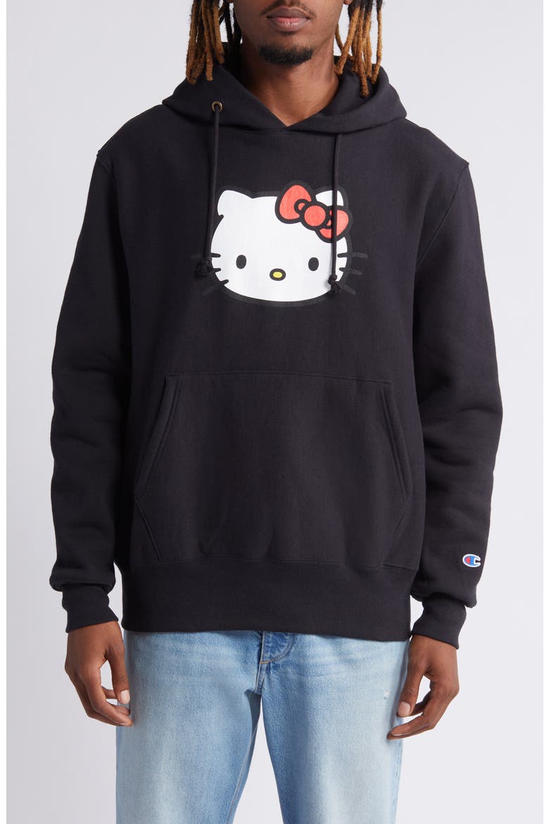 x Sanrio Hello Kitty® 50th Anniversary Fleece Graphic Hoodie (Nordstrom Exclusive), Main, color, BLACK