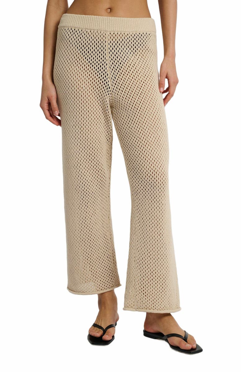 Onia Crochet Knit Wide Leg Pant, Alternate, color, Sandshell