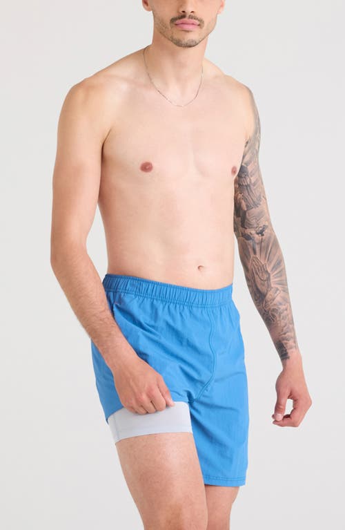 Saxx Go Coastal 2n1 7-inch Swim Shorts In Lake Blue