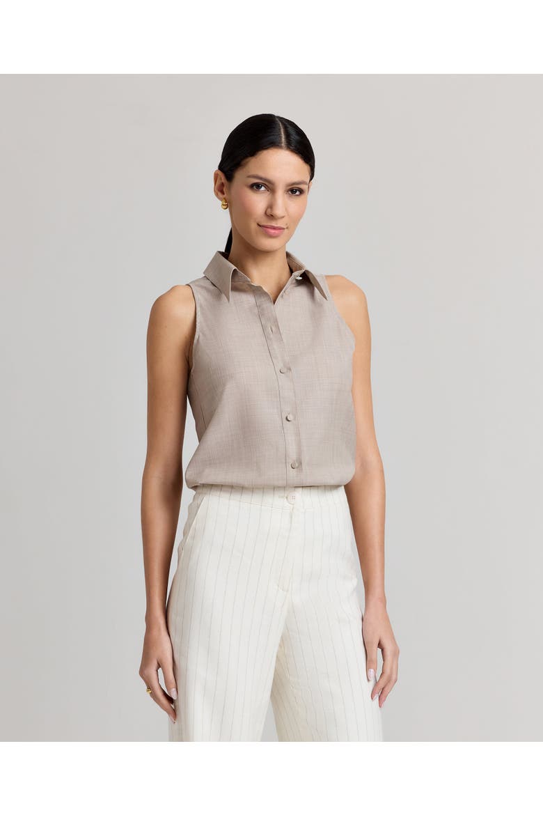 Diane Sleeveless Wool Shirt, Alternate, color, Taupe
