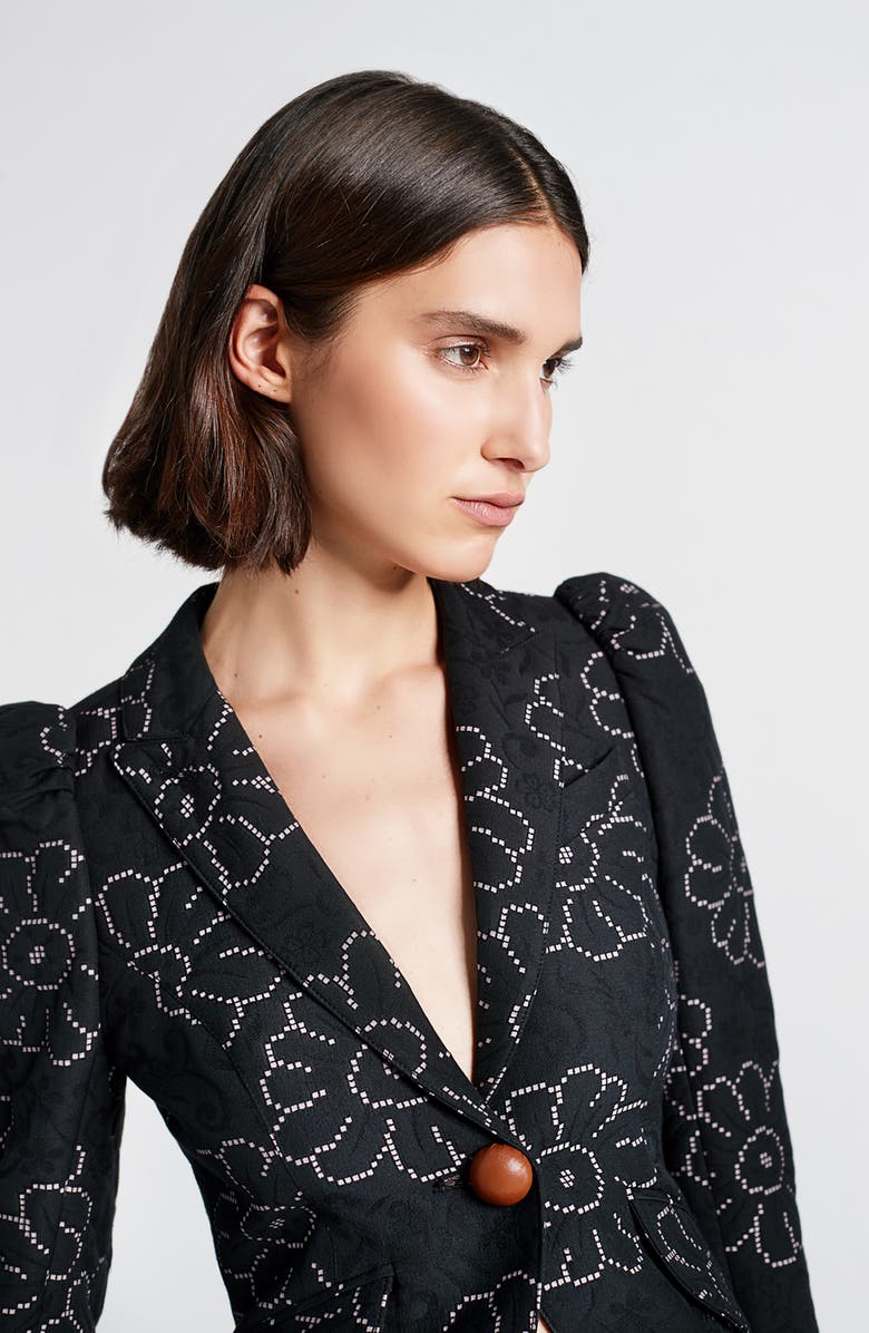 Smythe Floral Jacquard One Button Blazer, Alternate, color, 