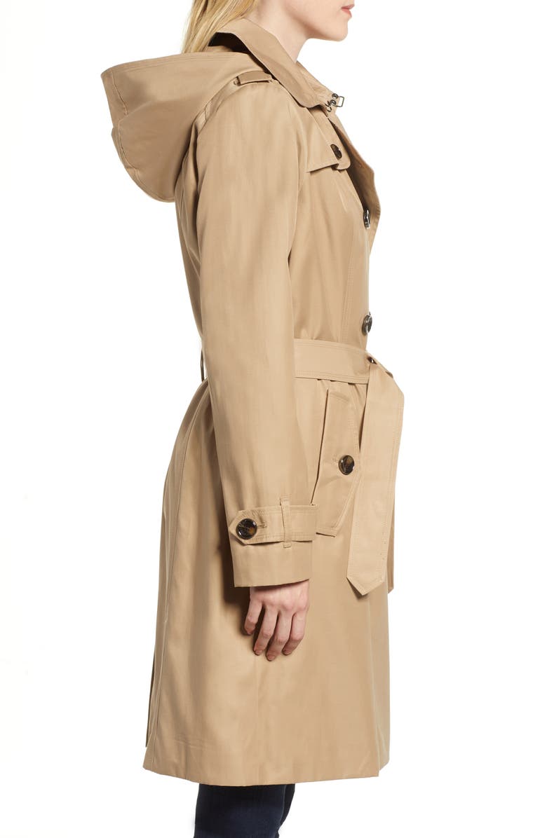 London Fog Knee Length Trench Coat, Alternate, color,