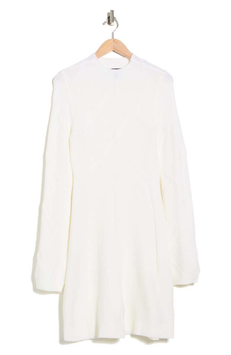 Ellen Tracy Mock Neck Long Sleeve Sweater Dress, Alternate, color, Marshmallow
