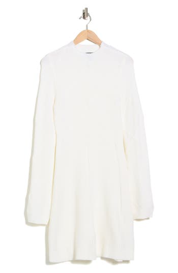 Ellen Tracy Mock Neck Long Sleeve Sweater Dress In White