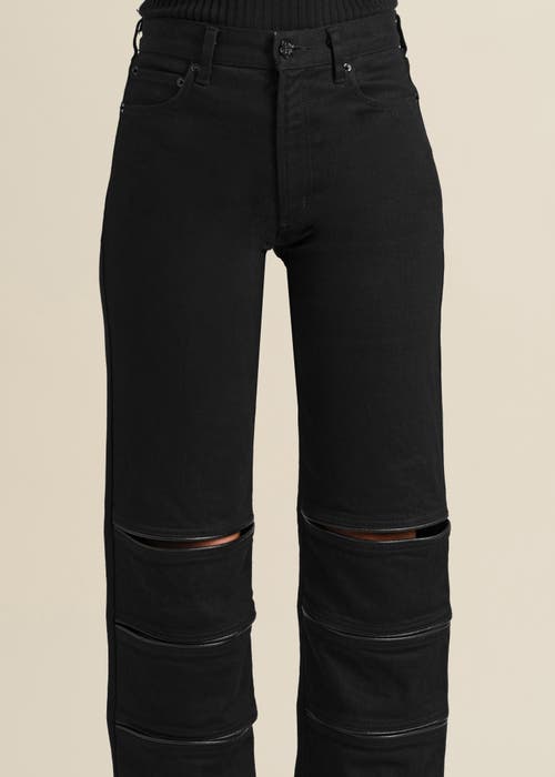 Contessa Mills Arcana Slim-fit Mid-rise Leather-trim Jeans In Black