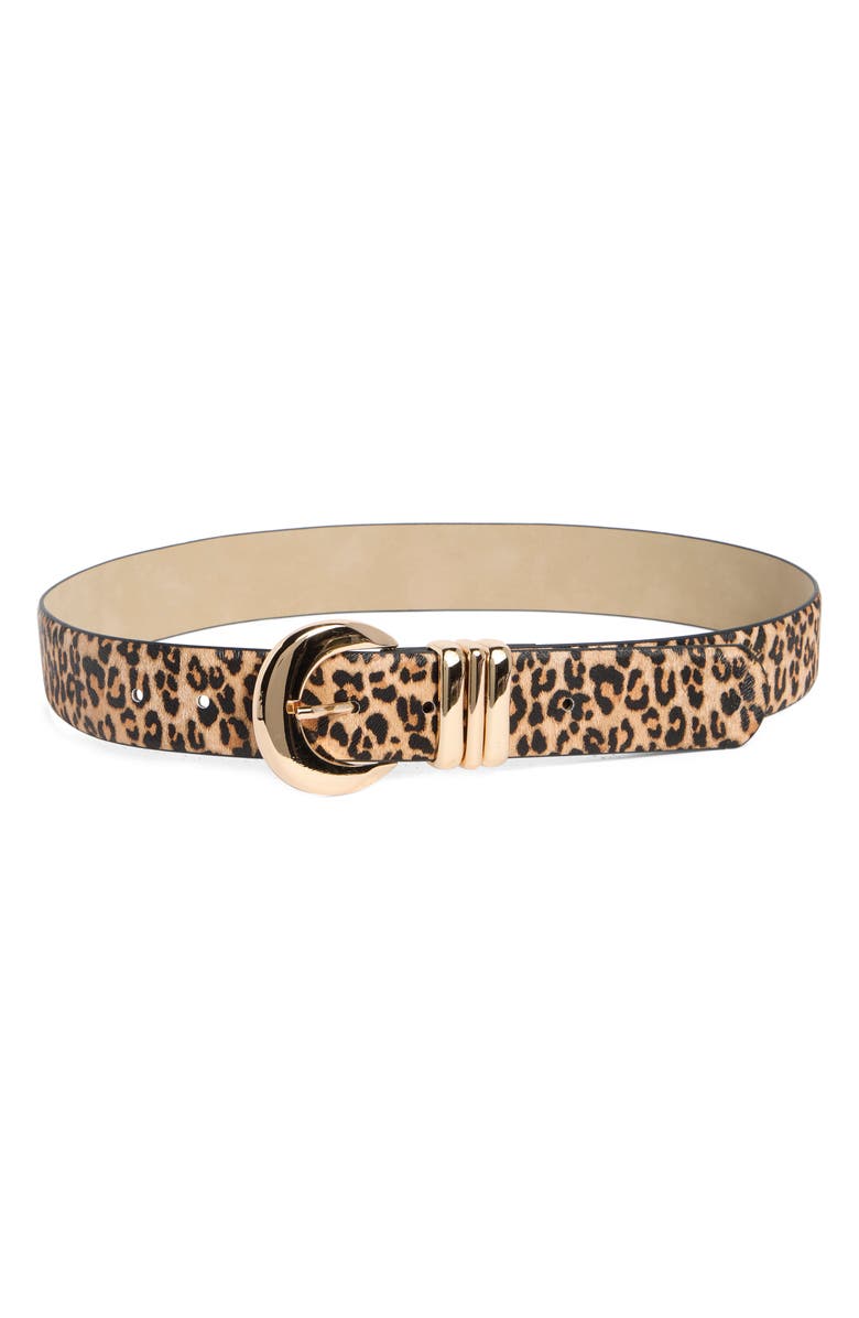 Vince Camuto Sculptural Buckle Belt, Main, color, Leopard