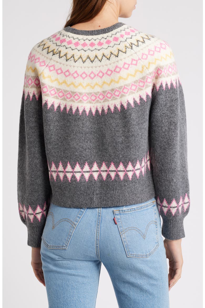 Fair Isle Sweater, Alternate, color, CHARCOAL PINK