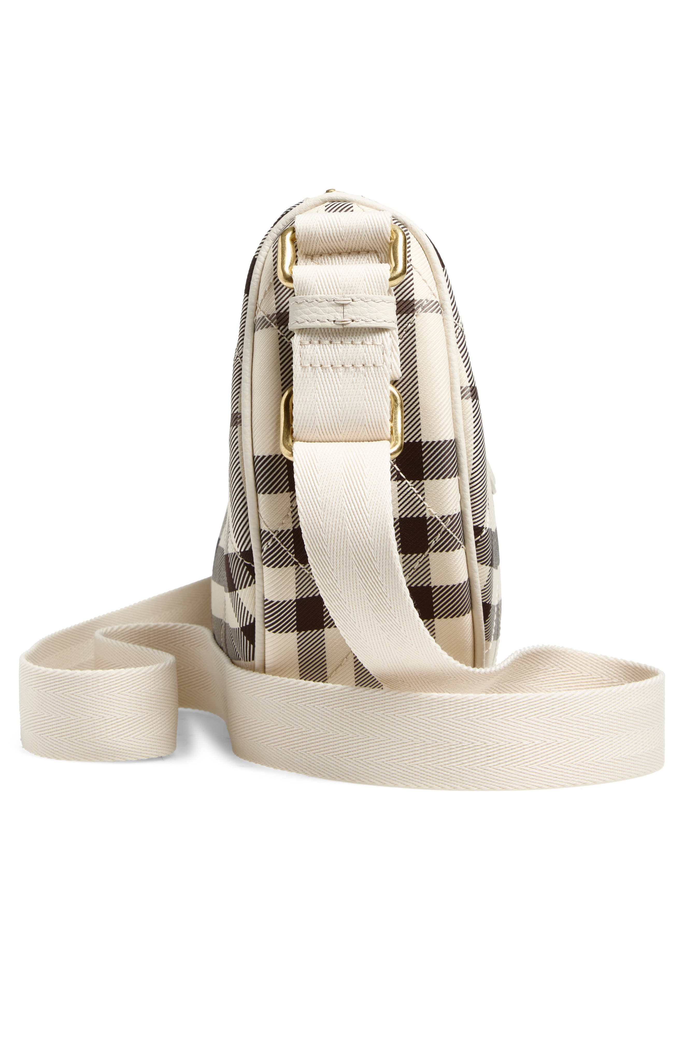 Burberry Horseshoe Check Quilted Twill Crossbody Bag, Alternate, color, Light Beige