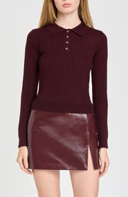 WAYF Evie Ribbed Polo Sweater