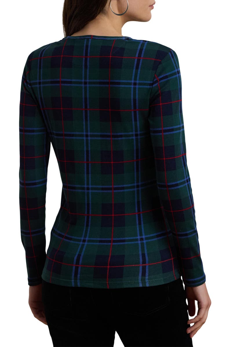Lauren Ralph Lauren Plaid Long Sleeve Stretch Cotton T-Shirt, Alternate, color,