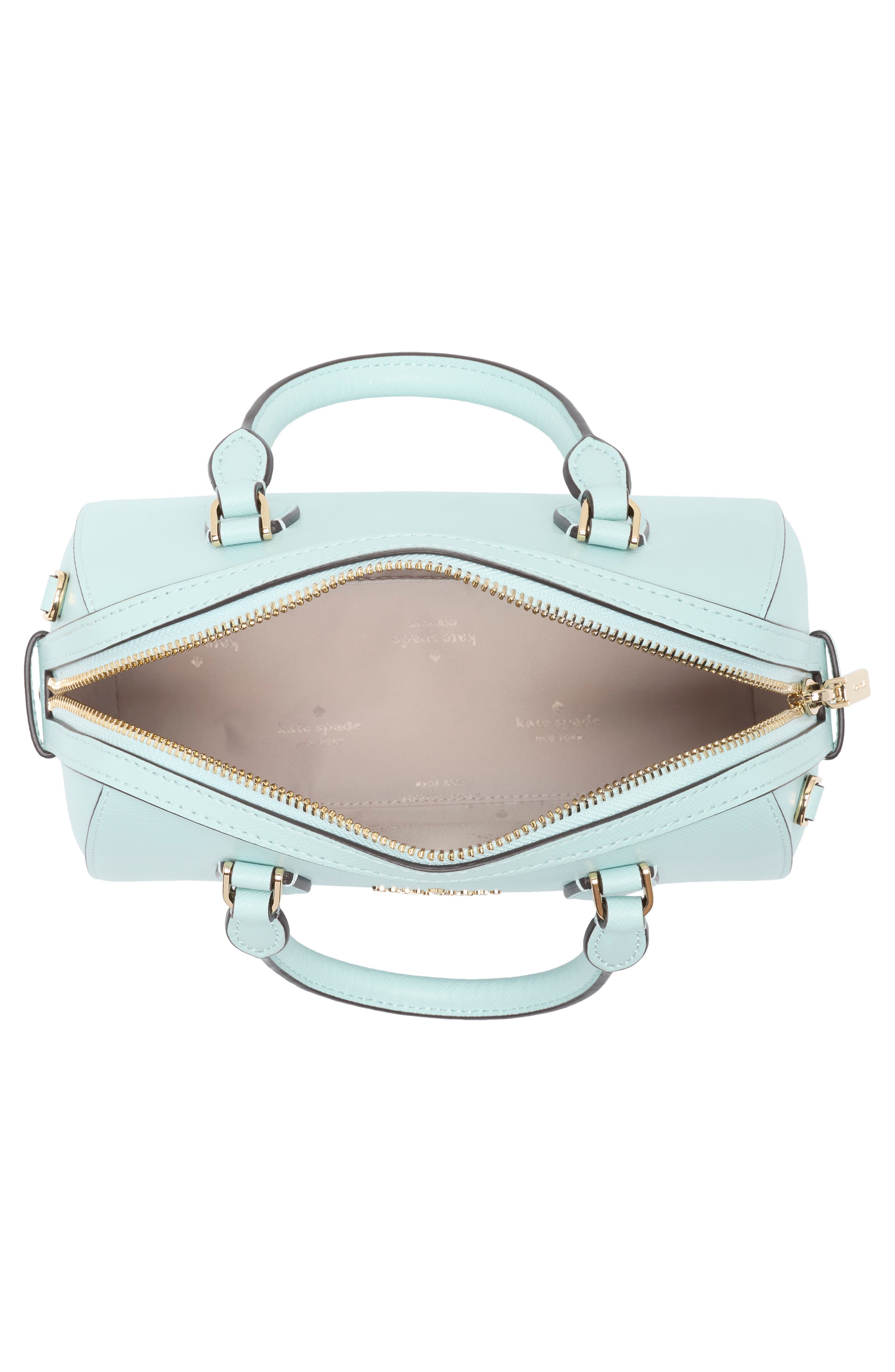 madison saffiano leather small satchel, Alternate, color, BLUE GLOW