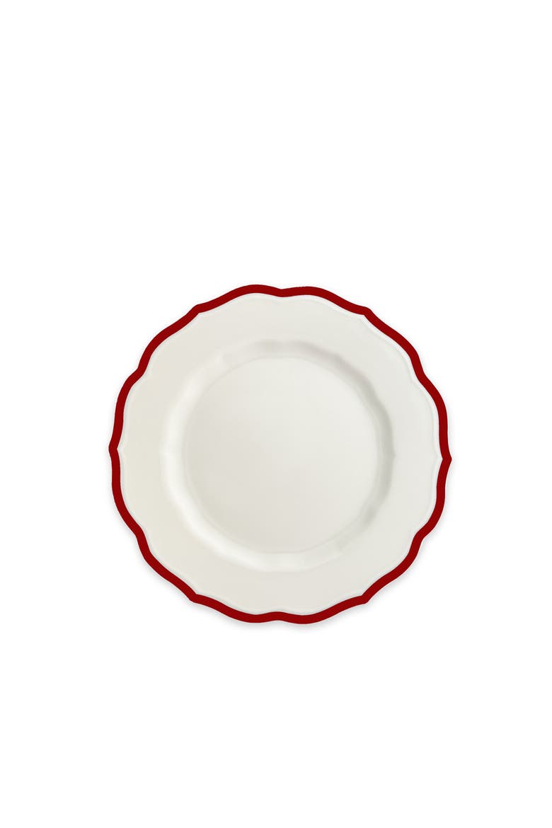 Stella Crimson Scalloped Salad Plate - Porcelain - Set 4, Main, color, RED