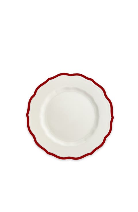 Stella Crimson Scalloped Salad Plate - Porcelain - Set 4