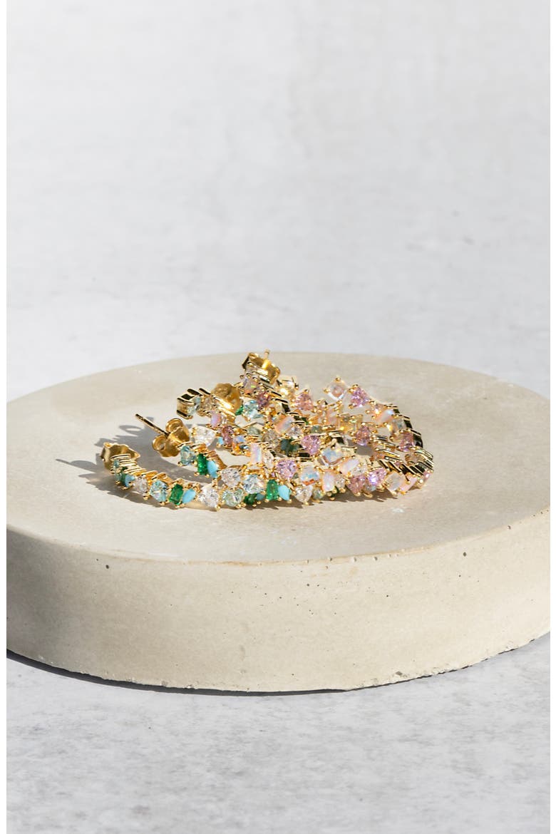 Vienna Opal Hoops, Alternate, color, Pink