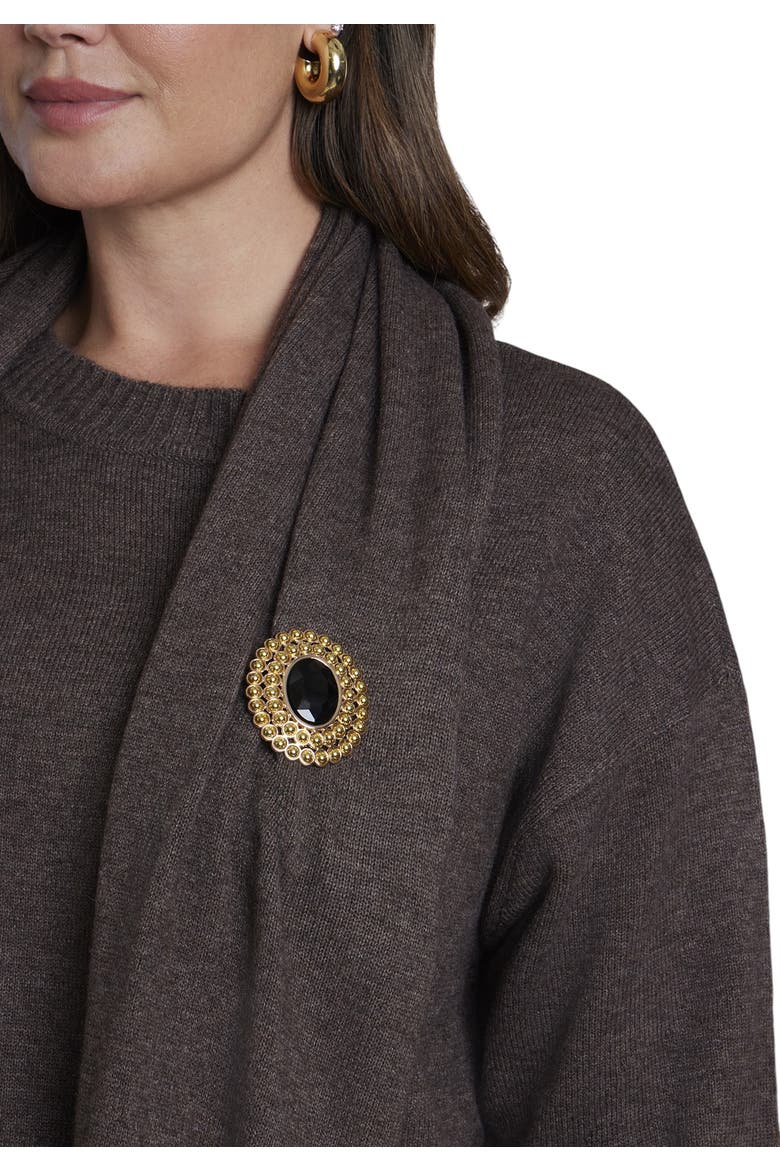 Brooch Detail Scarf Sweater (plus), Alternate, color, HEATHER MOCHA