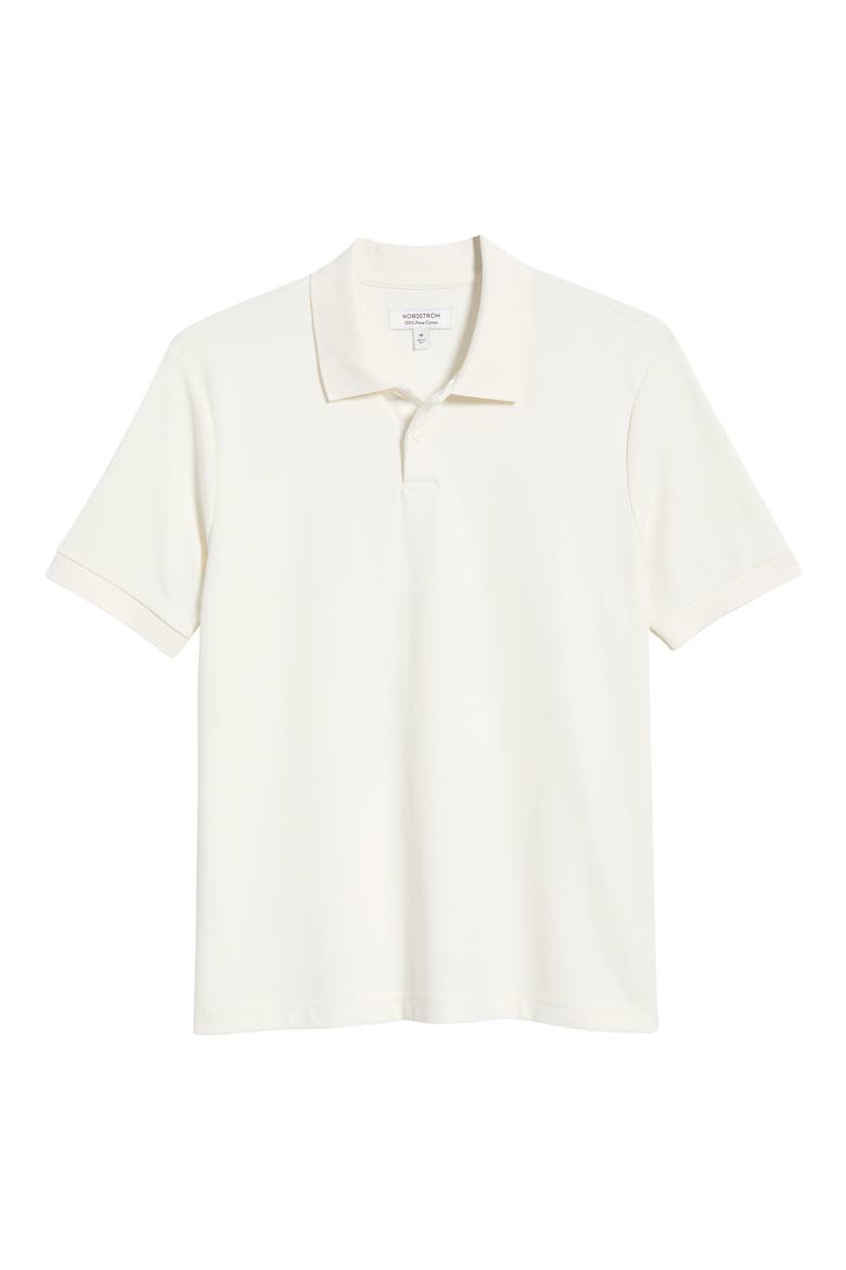 Pima Cotton Piqué Polo, Alternate, color, WHITE SNOW