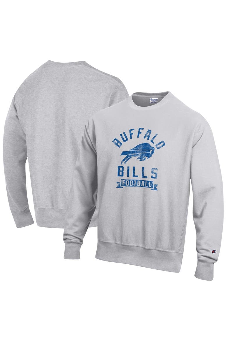 Men's Champion  Heather Gray Buffalo Bills Reverse Weave Fleece Pullover Sweatshirt, Main, color, Heather Gray
